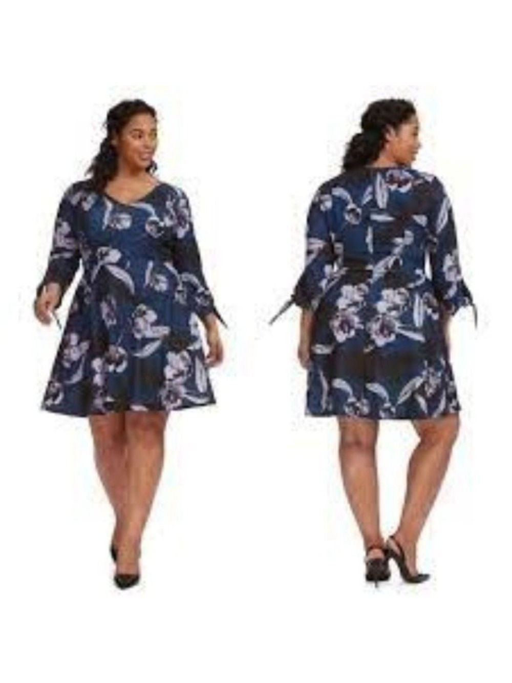 ALEXIA ADMOR Tiffany Sleeve Blue Purple Floral Dress 1X Plus NWT